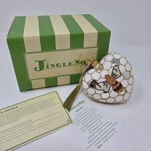 NIB JingleNog Dolce Honeybee Heart Ornament #80388 Hand Blown Painted in Poland